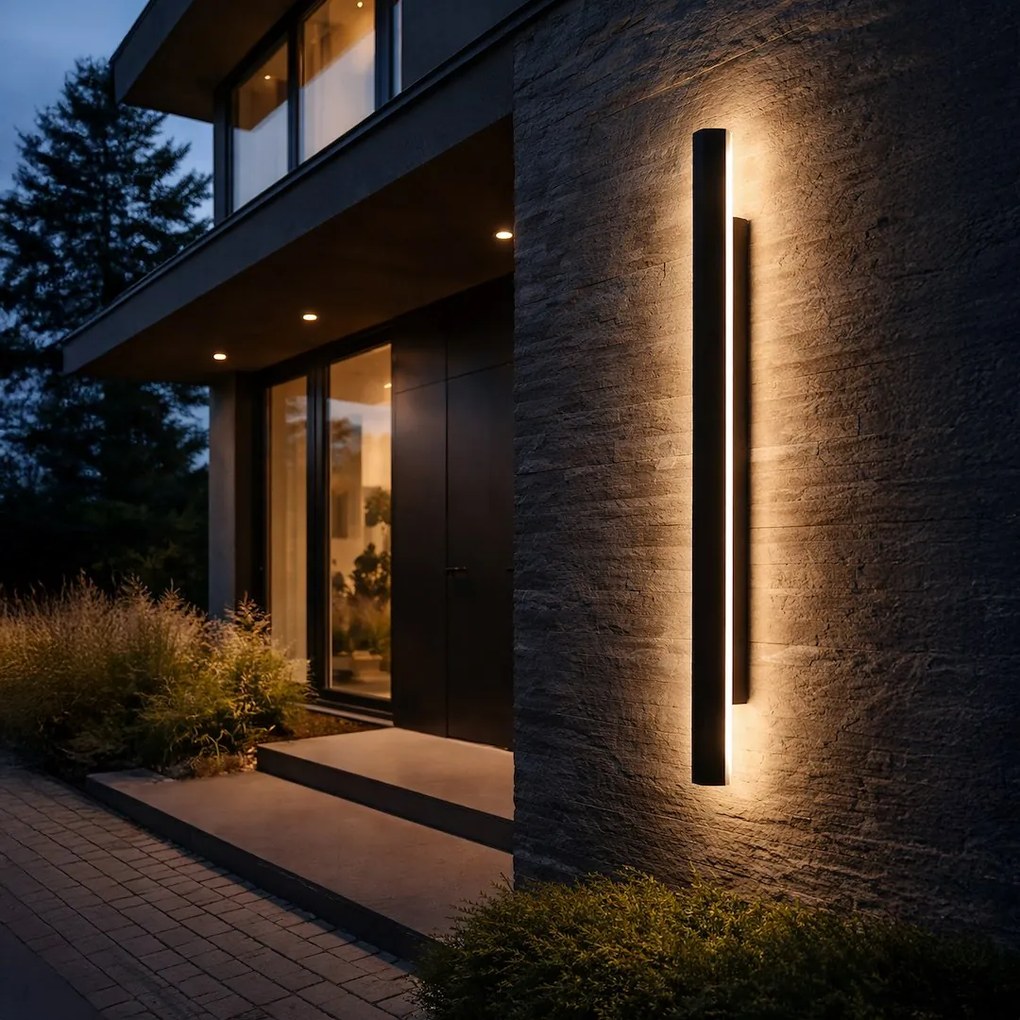 Exteriérové nástenné LED svietidlo Wow, 1x LED 20w, 3CCT, čierna, (120 cm)
