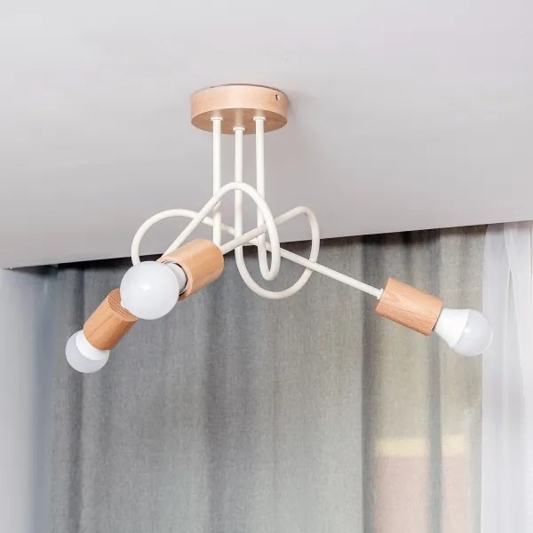 Prisadený luster OXFORD 3xE27/15W/230V borovica/krémová