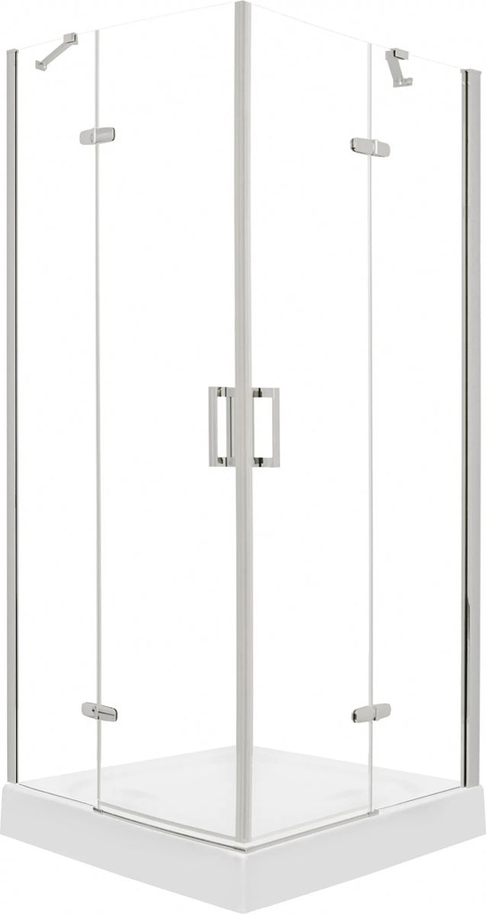 Novoterm Štvorcový sprchovací kút NV-Flow 90x90 chróm/transparent + vanička