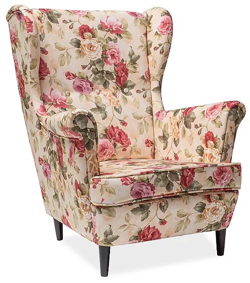 Relaxačné kreslo Linn (kvety krém). Akcia -6%. Vlastná spoľahlivá doprava až k Vám domov. 1050432