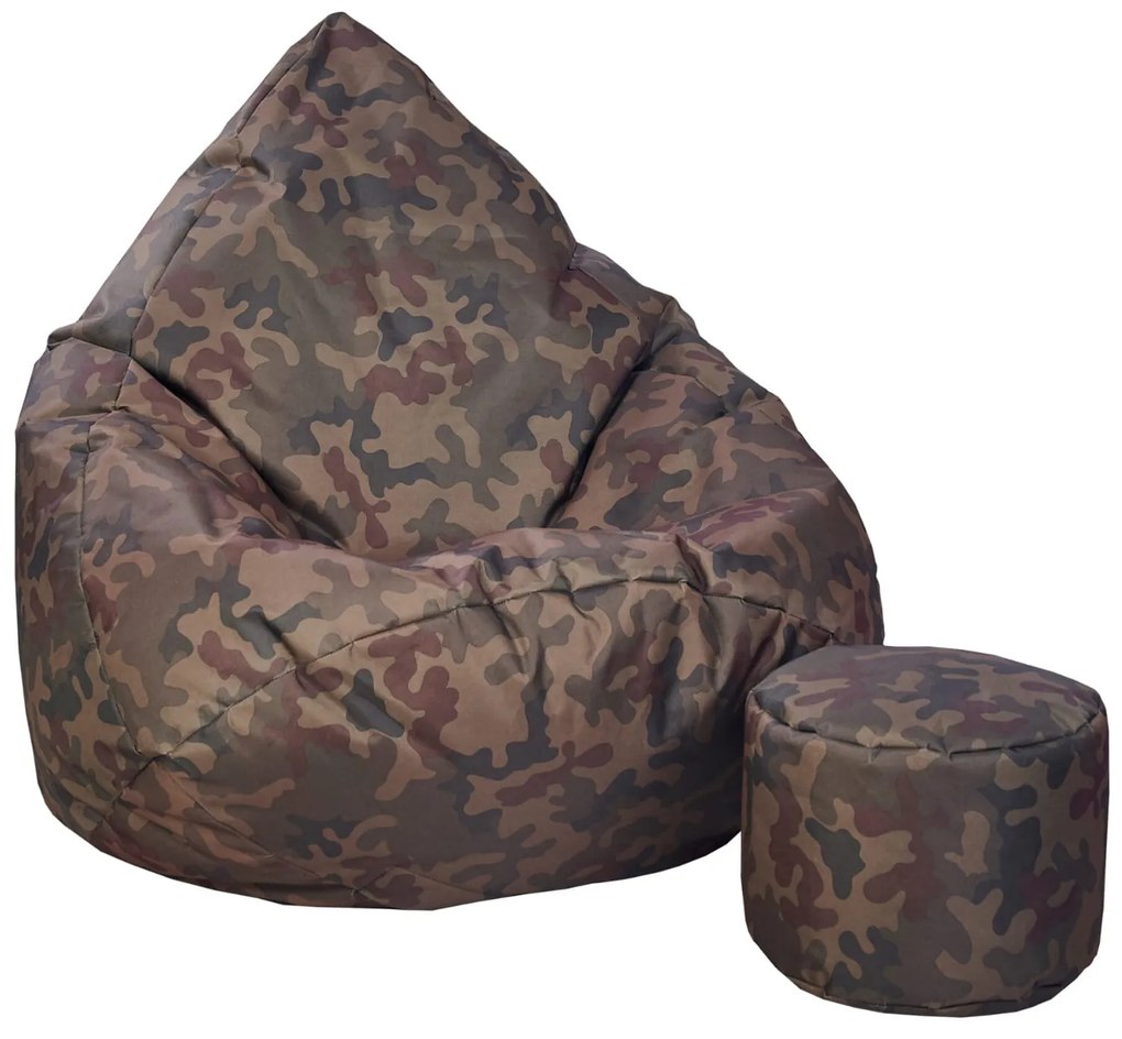 JAKS Vak na sedenie s podnožkou army tkanina