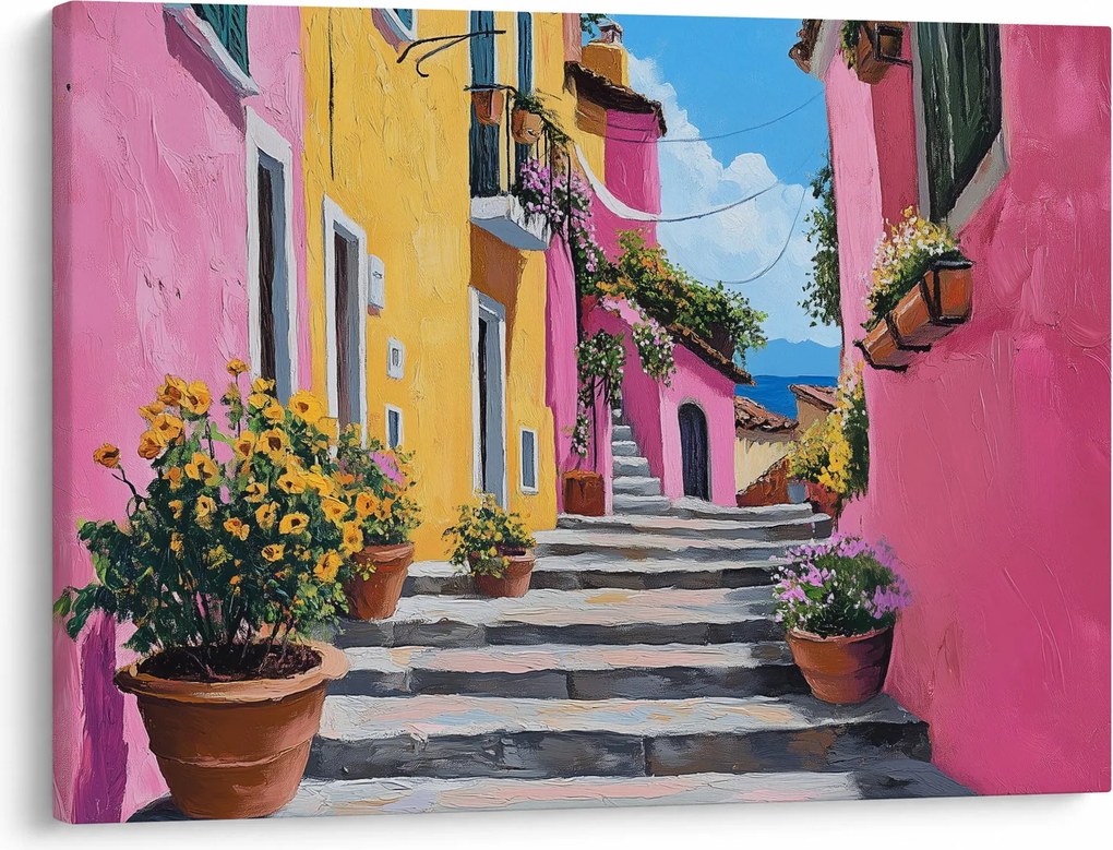Obraz - Ružová ulička (70x50 cm)