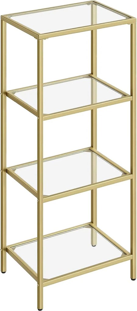 Sklenený regál, 4-úrovňový, zlatý