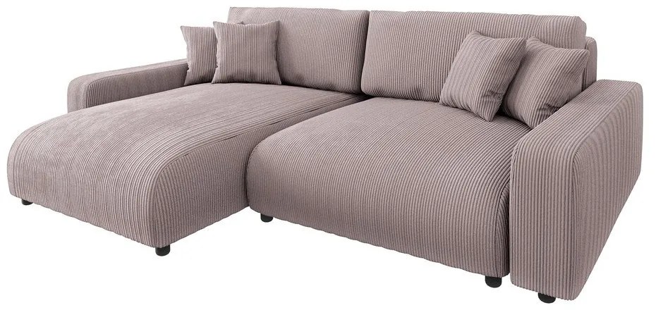 Svetloružová menčestrová rozkladacia rohová pohovka (variabilná) Sara – Ropez