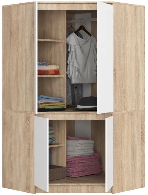 Rohová skriňa S100 4D CLP dub sonoma / biela