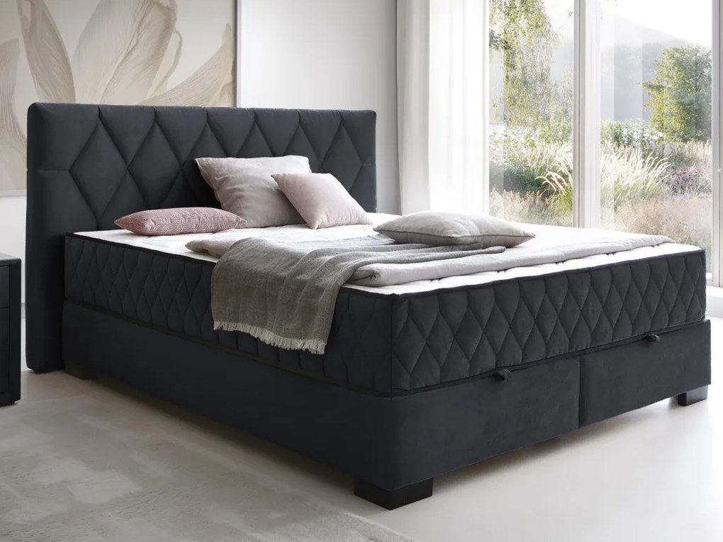 Posteľ Reve 180x200 cm, tmavo šedá látka