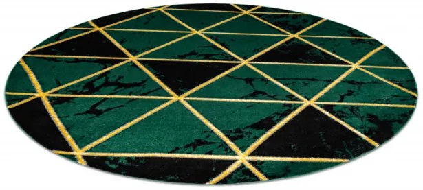 Koberec EMERALD exkluzívny 1020 kruh - glamour, marmur, trojuholníky zelený/zlatý