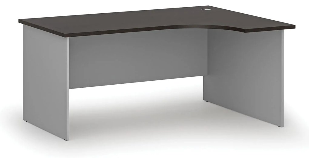 Rohový kancelársky písací stôl PRIMO GRAY, 160x120 cm, pravý, sivá/wenge