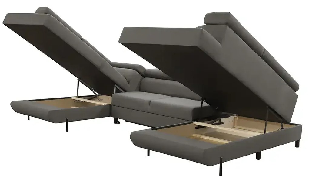 Rohová sedacia súprava - U s funkciou spania, vlnité pružiny EDIS Krémový