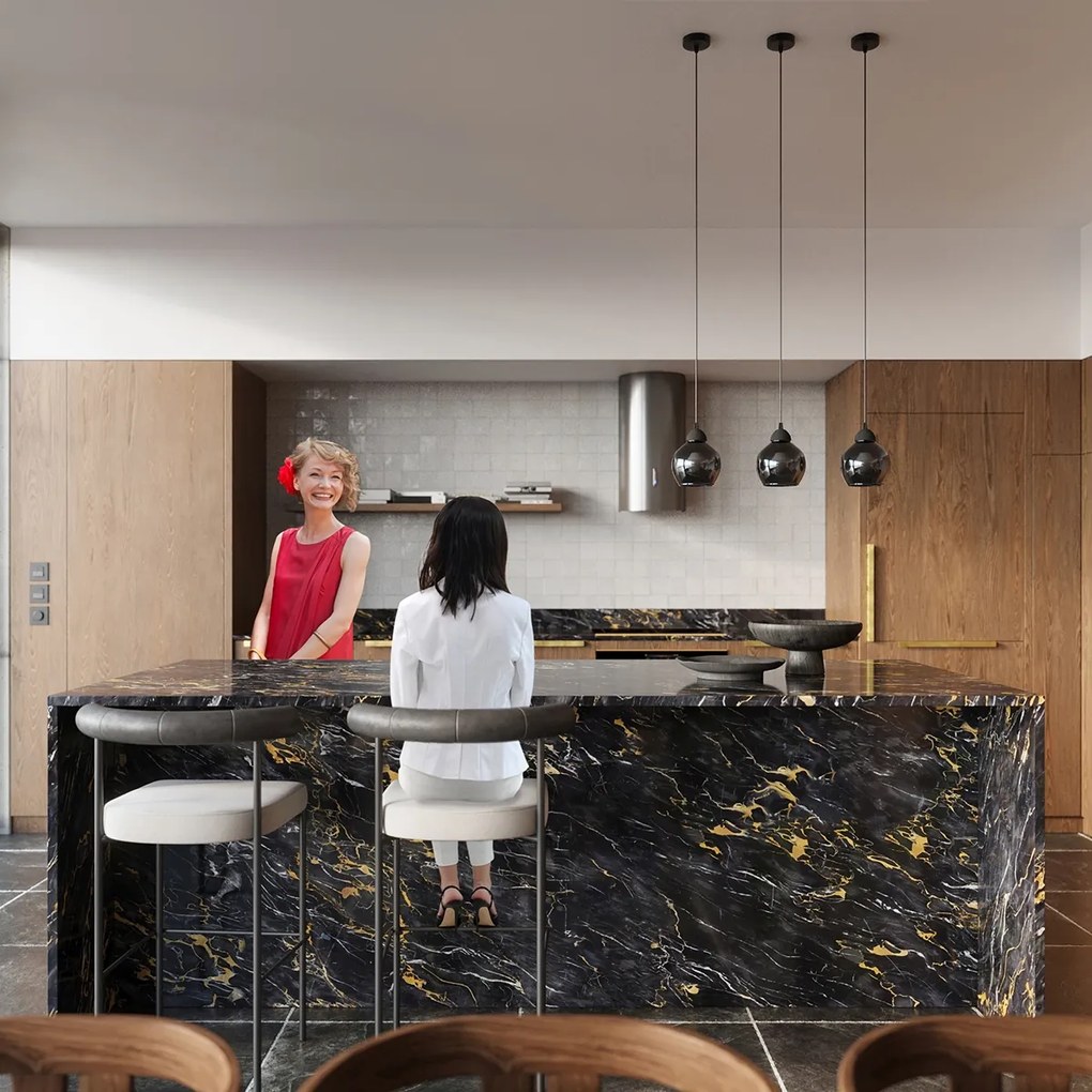 Stropné svietidlo Alino, 3x grafitové sklenené tienidlo