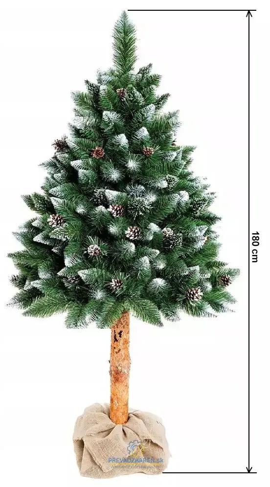 Umelý vianočný stromček borovica strieborná a šiška na pníku ECONOMIC | 180 cm
