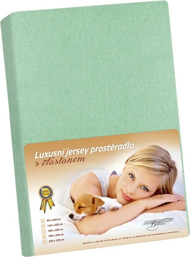 Bellatex Jersey prestieradlo s elastanom svetlozelená, 200 x 220 cm