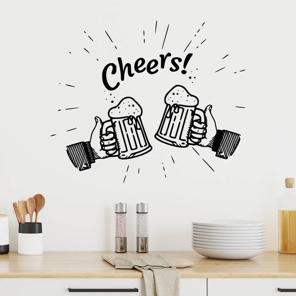 Veselá Stena Samolepka na stenu na stenu Cheers Farba: černá