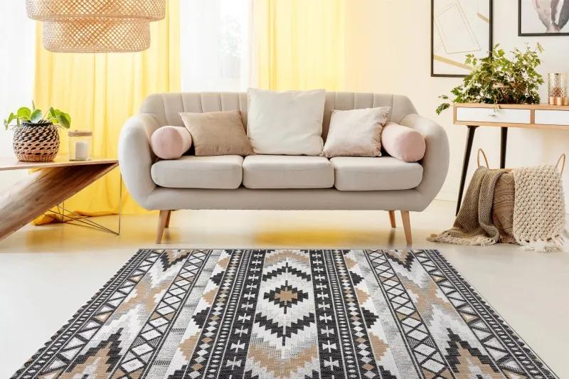 Dywany Łuszczów Kusový koberec Cooper Sisal Aztec 22235 ecru/black – na von aj na doma - 180x270 cm