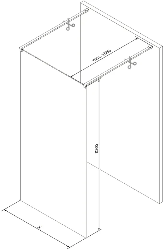 Mexen Kioto, sprchová zástena Walk-In 110 x 200 cm, 8mm sklo s rebrovým vzorom, brúsená oceľ profil, 800-110-002-97-09