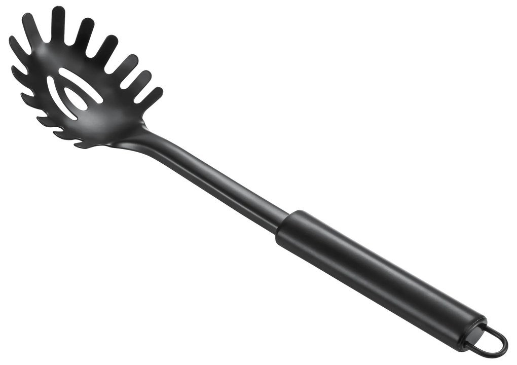 Oceľová naberačka na cestoviny MODERN KITCHEN 30x6,5 cm čierna