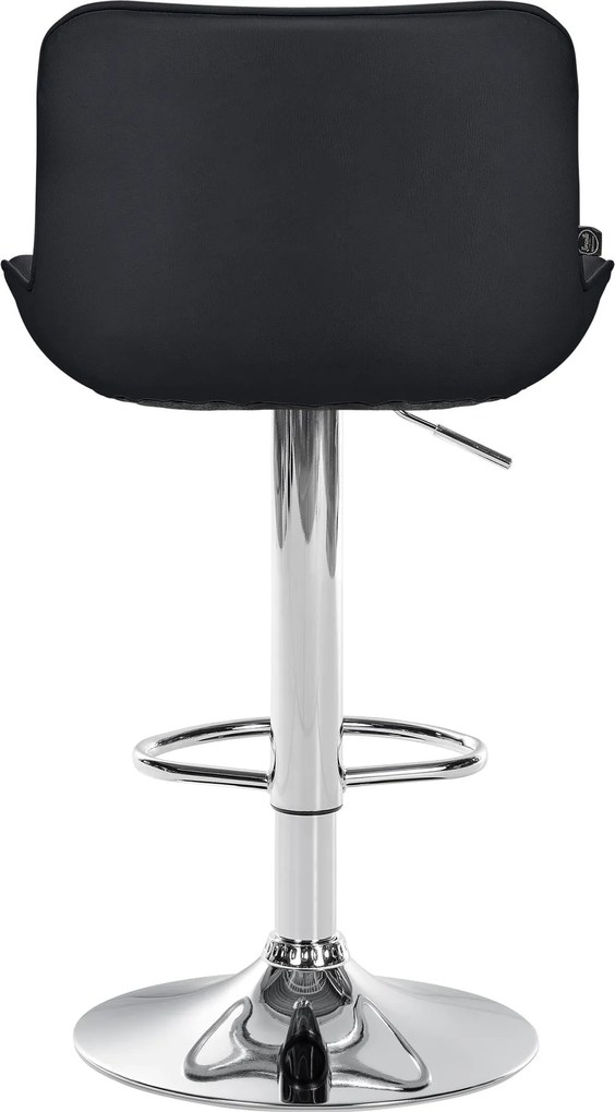 Barová stolička Vonore - koženka, chróm rám - Čierna