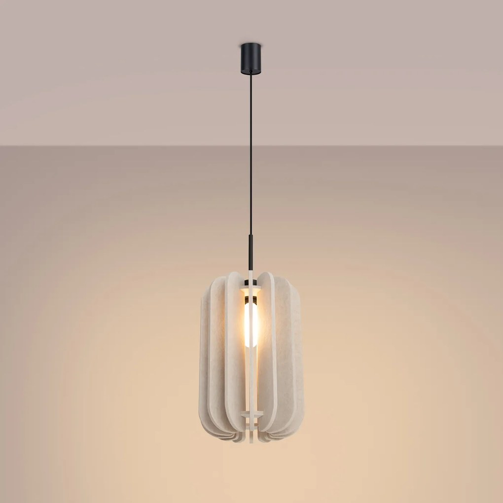 Závesné svietidlo Mula, 1x béžové plstené tienidlo, (fi 27cm)