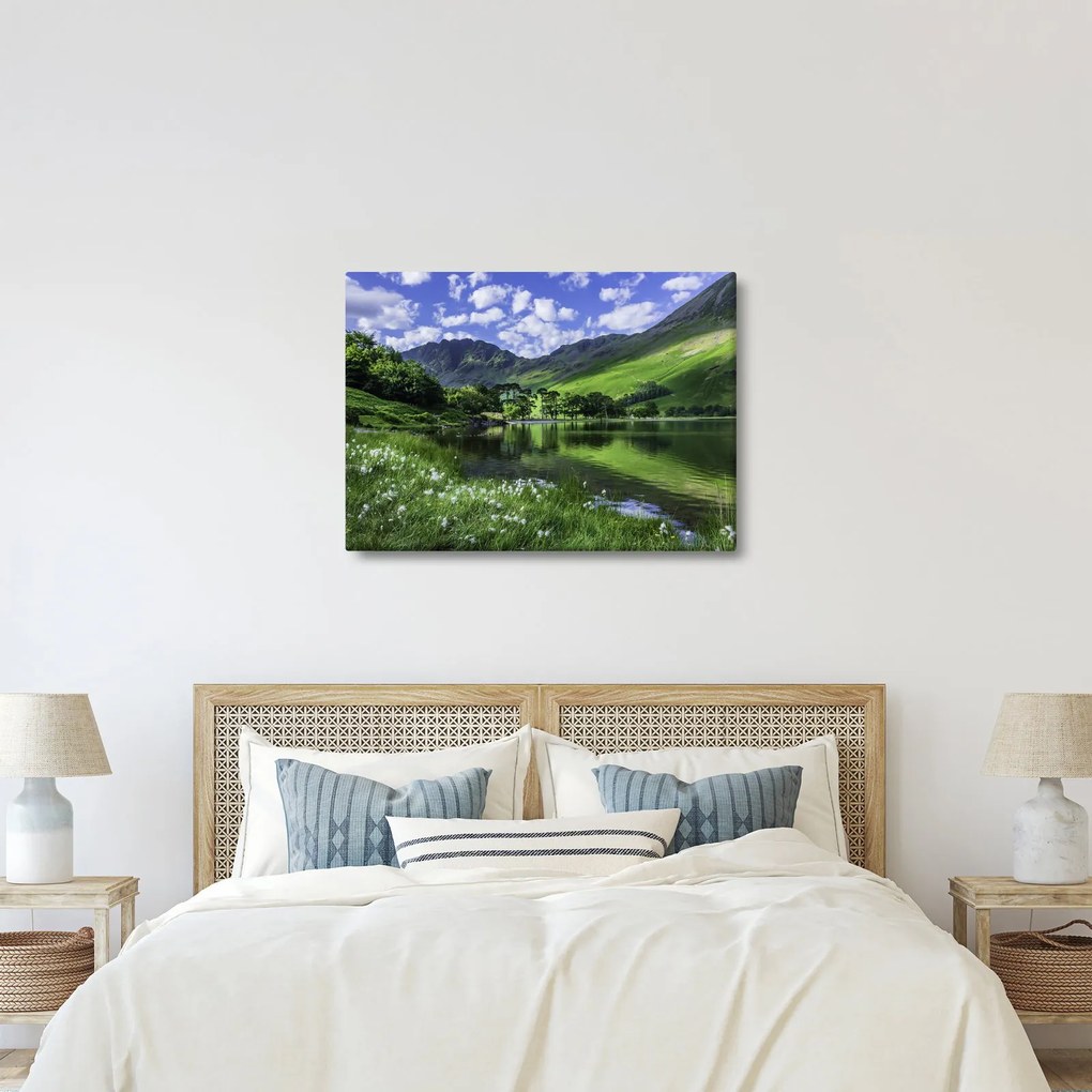 Obraz - Krajina s jazerom (70x50 cm)
