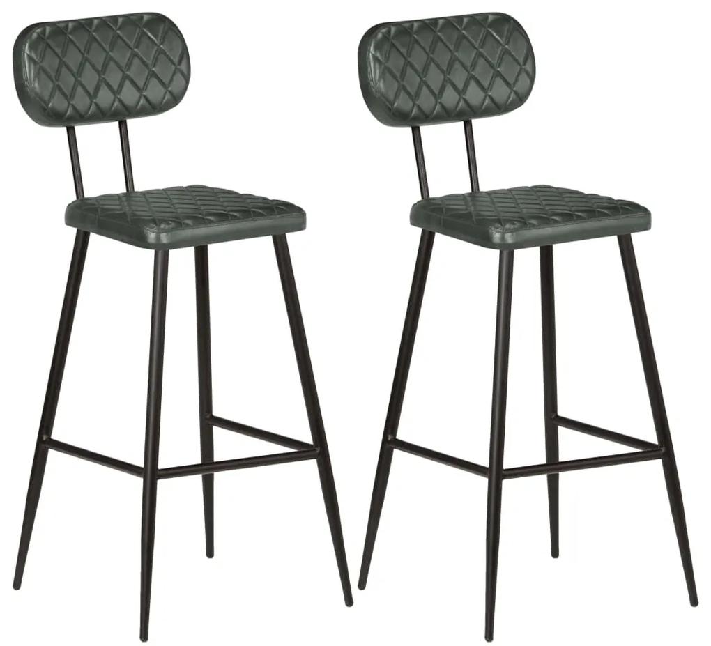 vidaXL Barové stoličky 2 ks, sivé, pravá koža