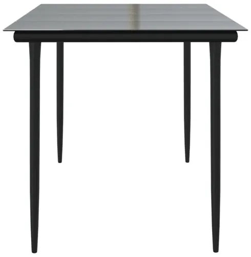 vidaXL Záhradný jedálenský stôl čierny 160x80x74cm oceľ a tvrdené sklo-