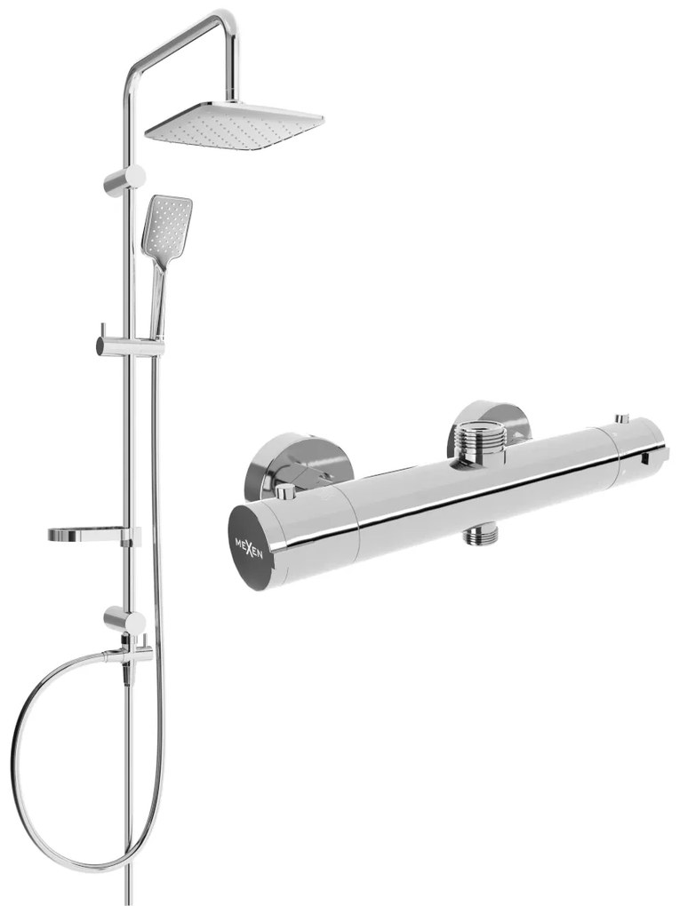 Mexen Sven, sprchový set s dažďovou sprchou a KAI termostatickou sprchovou batériou, chrómová, 77150262-00