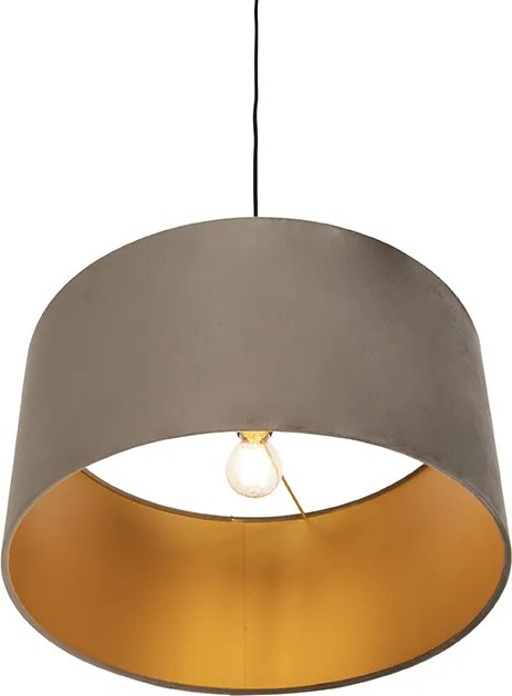 Závesné svietidlo s tienidlom z taupe zamatu so zlatom 50 cm - Combi
