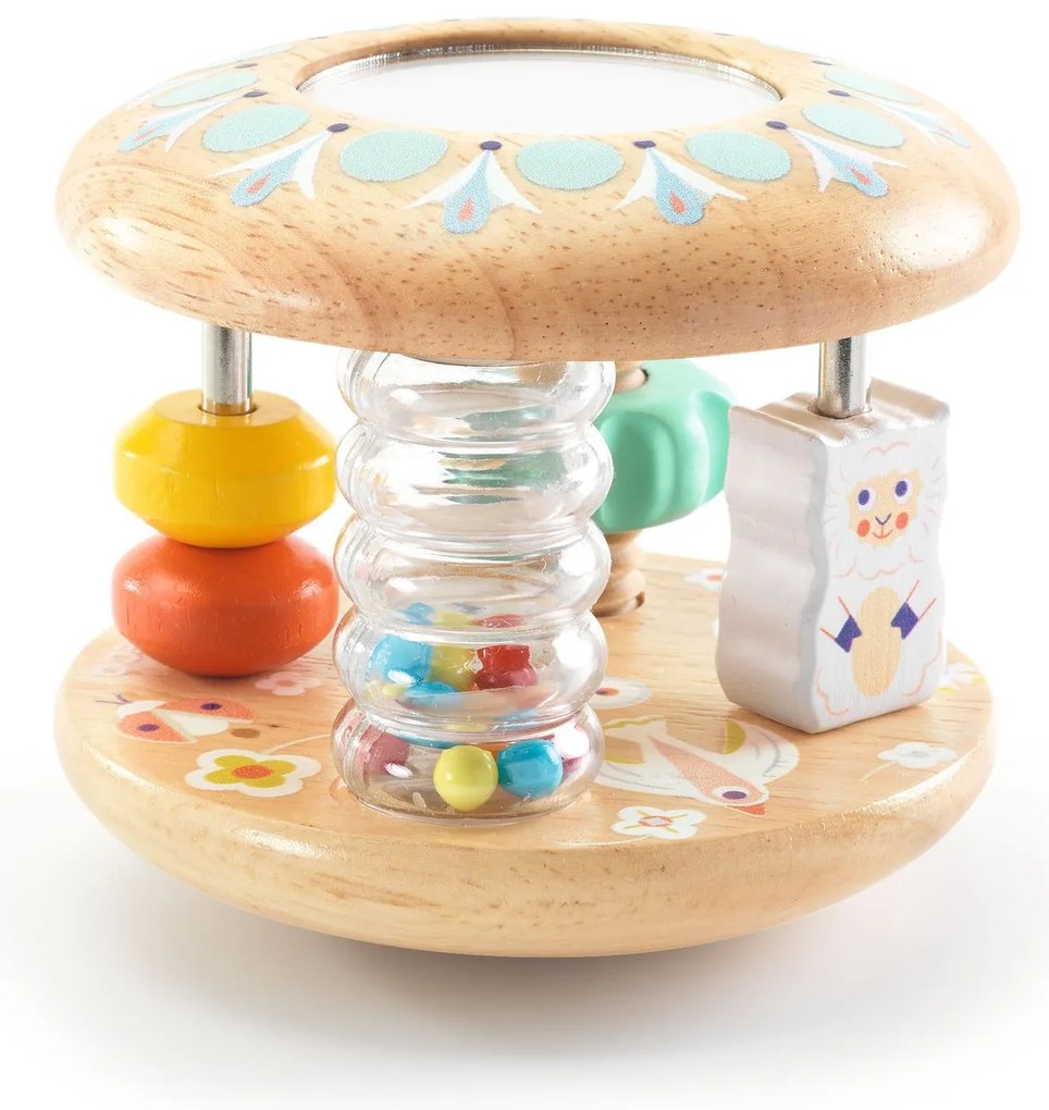 Drevená hrkálka s aktivitami