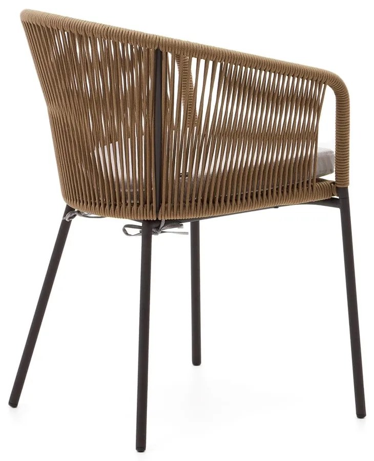 Béžová kovová/polstrovaná záhradná stolička Yanet – Kave Home