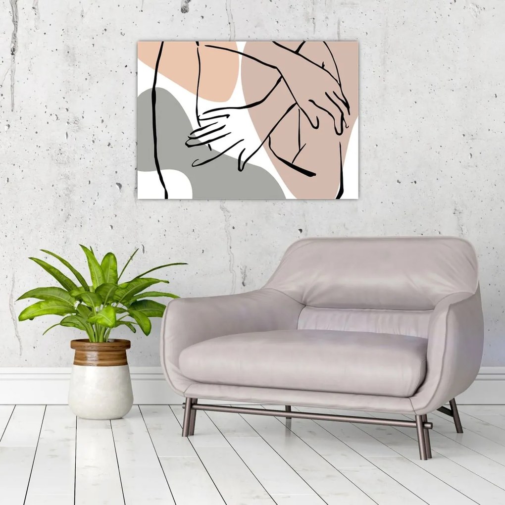 Sklenený obraz - Woman body line art N⁰2 (70x50 cm)