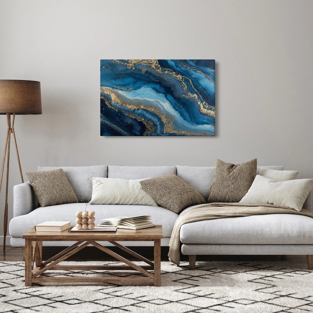 Obraz - Modrá mramorová abstrakcia (90x60 cm)