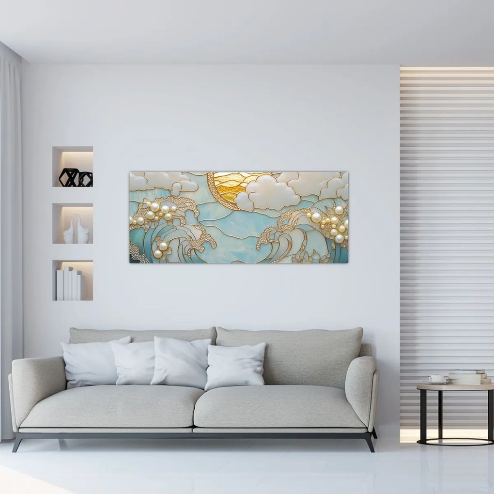 Obraz - 3D perly v oceáne (120x50 cm)