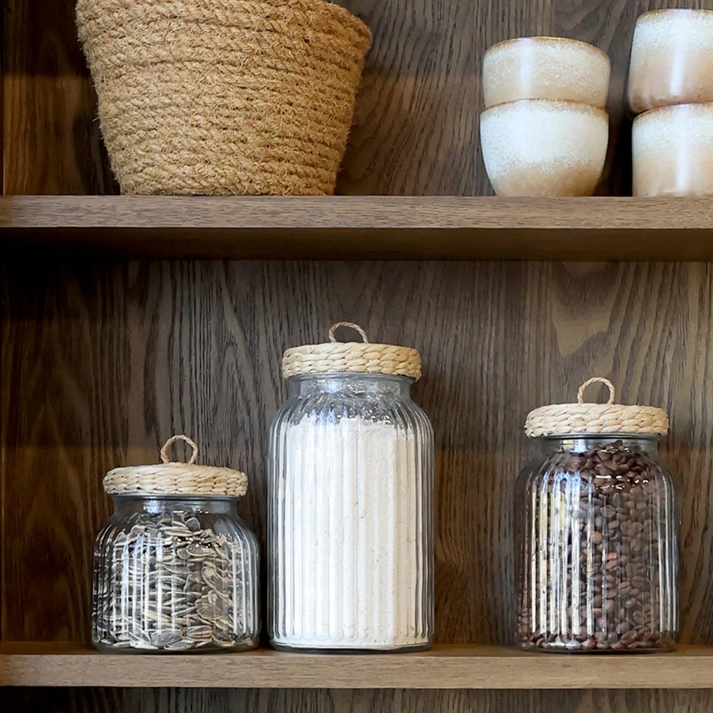 Chic Antique Sklenená dóza Wicker Lid 1,2 l