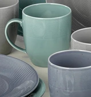 Jedálenský servis (24 dielov) Jive, šedá/modrá/mentolová