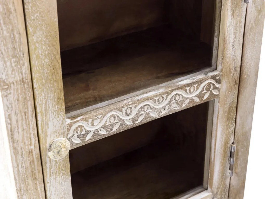 furniture-nabytek.cz - Masivní nástěnná skříňka Bitna z mangového dřeva, lakovaná, přírodní barva – 43×25×60 cm