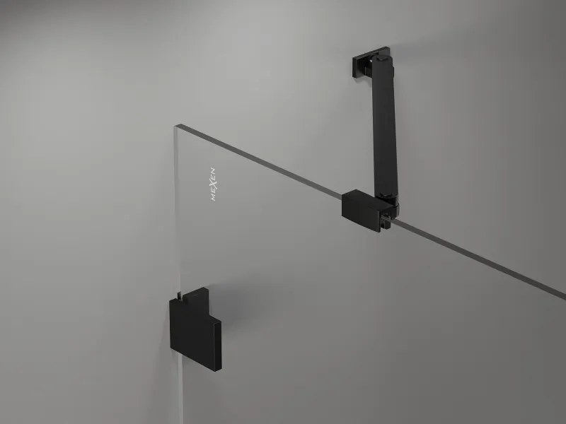 Mexen Lunar Duo, výklopný sprchový kút 85 x 75 cm, 8mm číre sklo, čierny profil, 834-085L-075P-70-00