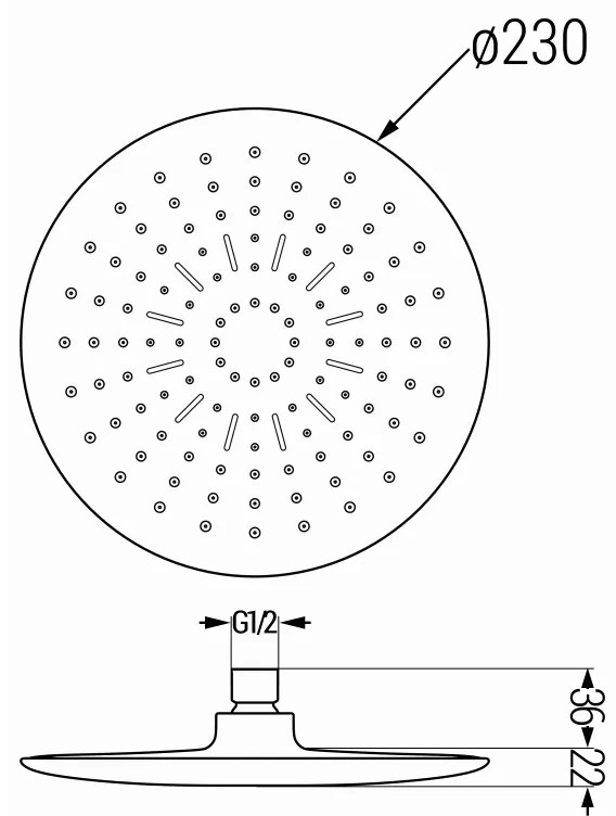 Mexen D-67, dažďová hlavová sprchová hlavica ø23 cm, chrómová, 79767-01