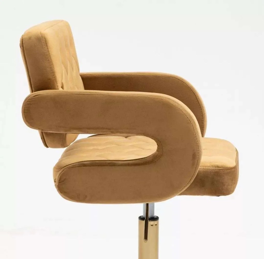 LuxuryForm DESIGN Stolička ADRIA VELUR na čiernej podstave s kolieskami - medová