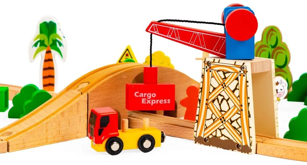 Drevená vláčkodráha  Eco Toys - 74 dielikov