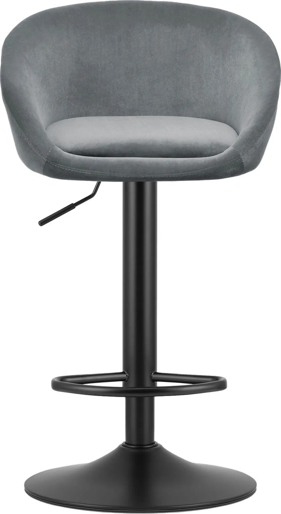 Sada 2 barových stoličiek EAST sivý zamat / čierna podnož