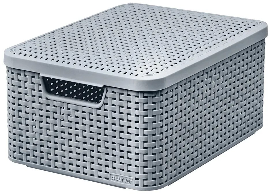 Sivý úložný box s vekom Curver Style, 18 l