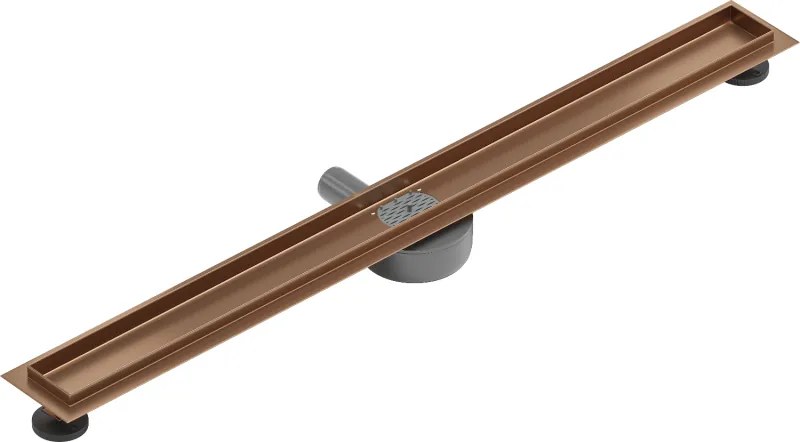 Mexen Flat 360°, lineárny podlahový žľab 80 cm, medená matná, 1C40080