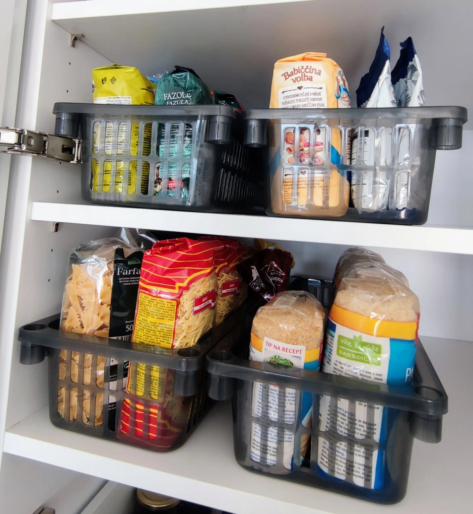 Úložný kôš, box a organizér extra hlboký 50 cm x 20 cm INVA, sivý