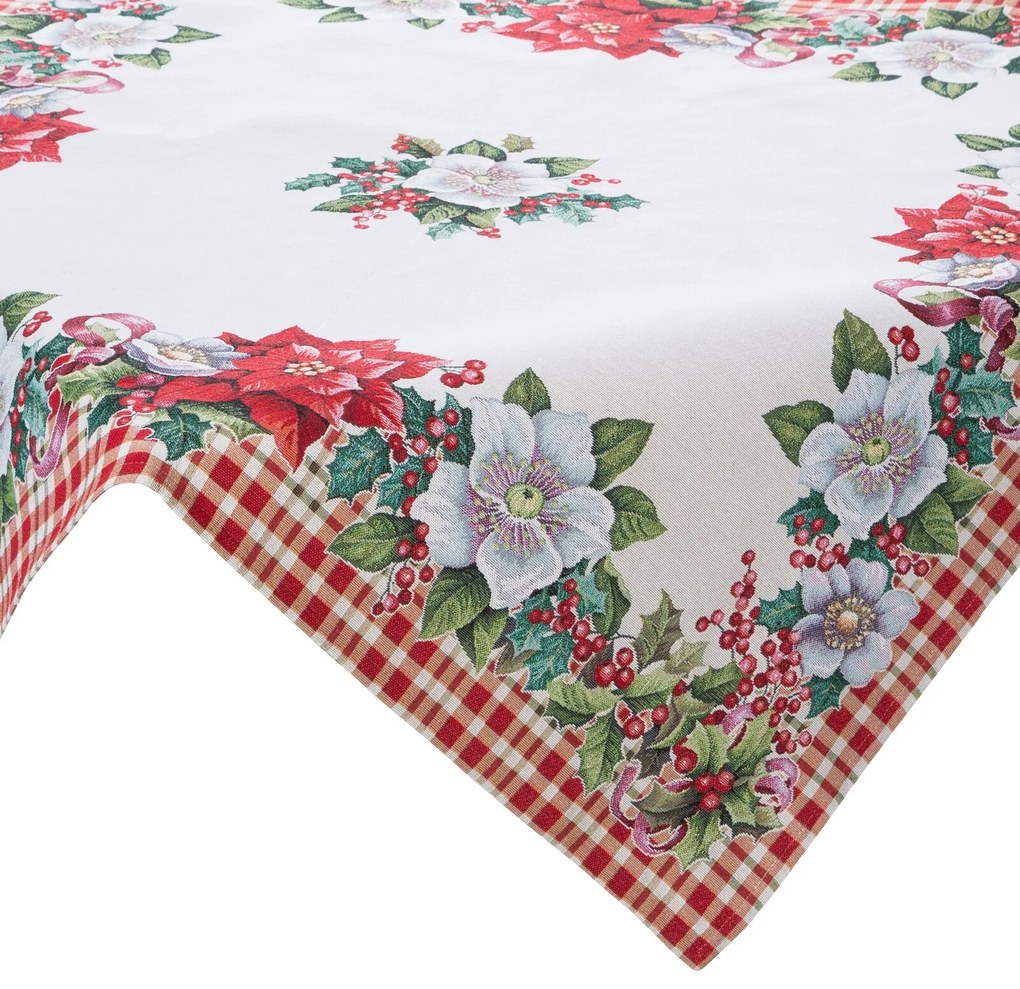 VIANOČNÝ GOBELÍNOVÝ OBRUS NA STÔL MERRY 140X180 CM VZOROVANÝ