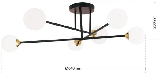 Orion DL 7-786/6 - Prisadený luster SNOWWHITE 6xG9/20W/230V pr. 84 cm čierna/zlatá