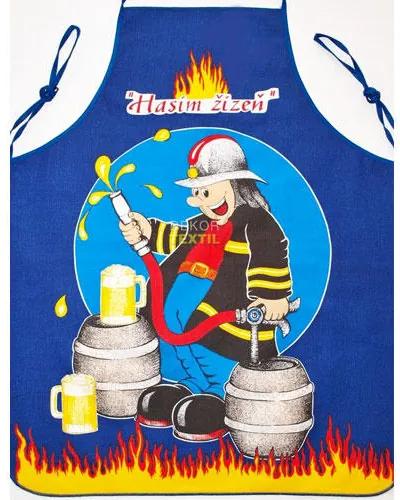 Kuchynská zástera - hasič modrá