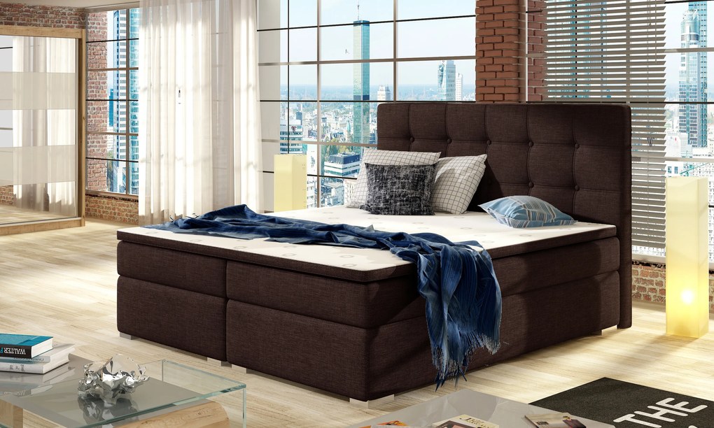 Moderná box spring posteľ Izabela 180x200, hnedá