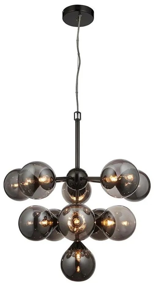 Endon 101147 - Závesný luster na lanku OSCAR 11xG9/18W/230V čierna/dymová