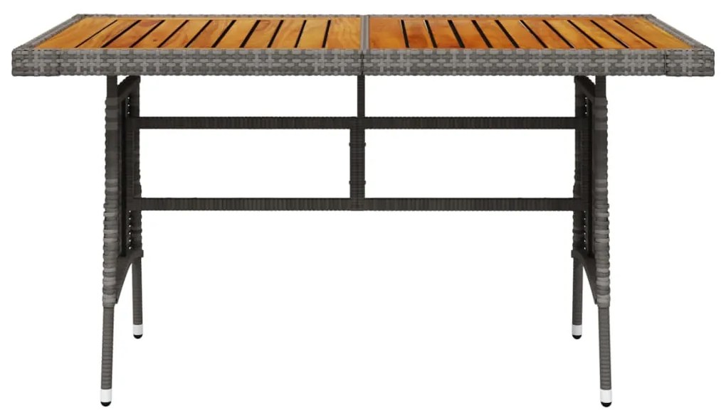 vidaXL Záhradný stôl sivý 130x70x72 cm polyratan a akáciový masív