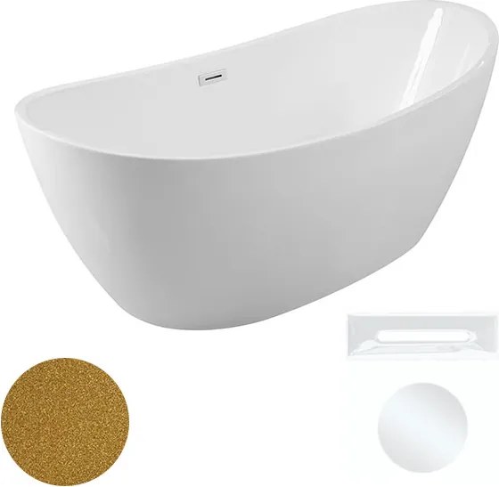 Besco Akrylátová voľne stojaca vaňa Ayla Glam Z 170x80 BESCO-Typ výpuste: Click-Clack s prepadom, grafit, BESCO-Rozmery: 170x80, BESCO-Farba: Biela/z…